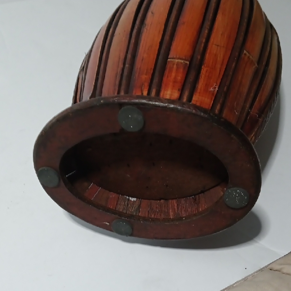 Vintage Rustic MCM Bamboo Wooden Vase 22.5 Inches Tall - Picture 2 of 7